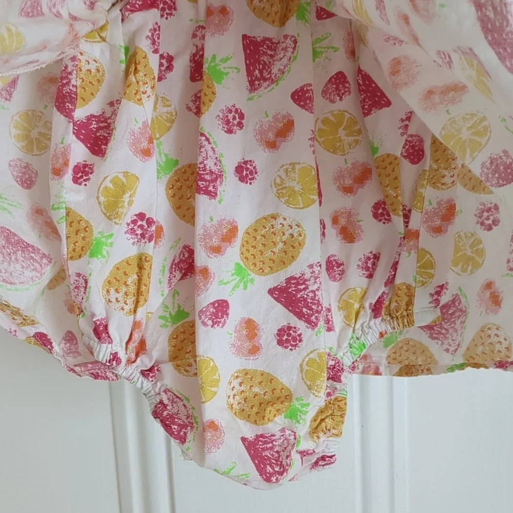 3-6M Jillian's Closet Fruit Snap Bottom Ruffle Dress Bubble One Piece Baby